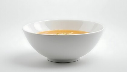 Bowl of Creamy Soup Isolated on White Background Close Up Shot