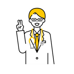 上半身のポーズ_シンプルな医師の男性04