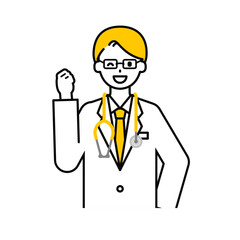 上半身のポーズ_シンプルな医師の男性05