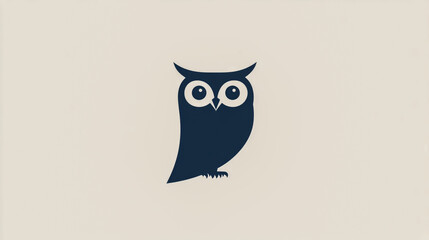 Obraz premium Minimalist owl logo design, bird silhouette on a clean white background, ideal for branding, icons, and professional use