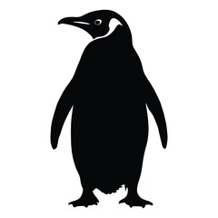 Fototapeta premium Penguin Silhouette, Vector, Icon, Logo, White Background.