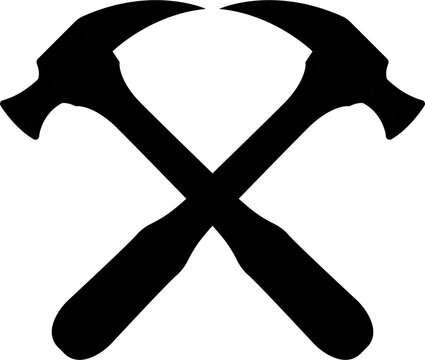 hammers crossed icon on white