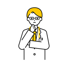 Obraz premium 上半身のポーズ_シンプルな医師の男性10