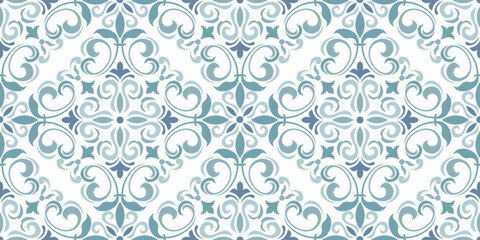 Vintage seamless damask pattern. Hand drawn floral background in turkish style. Wallpaper in Victorian style. Vector illustration