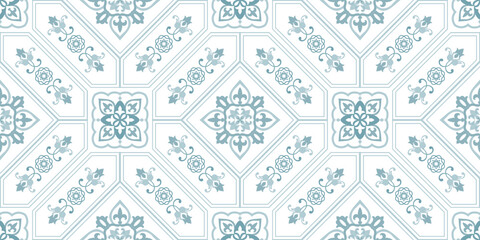 Vintage seamless damask pattern. Hand drawn floral background in turkish style. Wallpaper in Victorian style. Vector illustration