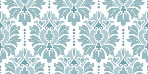 Vintage seamless damask pattern. Hand drawn floral background in turkish style. Wallpaper in Victorian style. Vector illustration