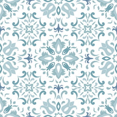 Vintage seamless damask pattern. Hand drawn floral background in turkish style. Wallpaper in Victorian style. Vector illustration
