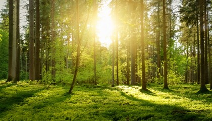 Fototapeta premium fruhling im wald bei strahlendem sonnenschein