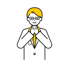 上半身のポーズ_シンプルな医師の男性07