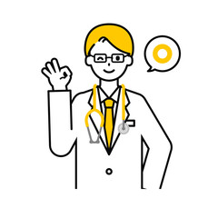 上半身のポーズ_シンプルな医師の男性08