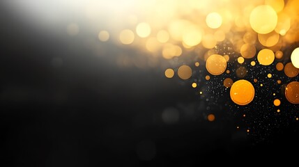 Soft gold bokeh lights on a black gradient, elegant and refined composition