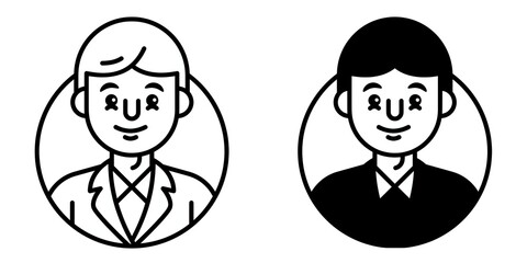 Businessman editable stroke outline icon isolated on white background flat vector illustration, black outline, Pixel perfect