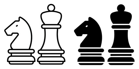 Chess editable stroke outline icon isolated on white background flat vector illustration, black outline, Pixel perfect