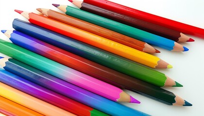 Fototapeta premium White background colored pencils 
