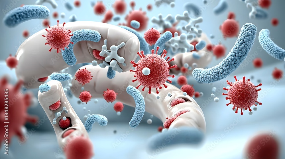 Aufkleber detailed microscopic view of coronavirus cells and molecular structures representing the infectious 