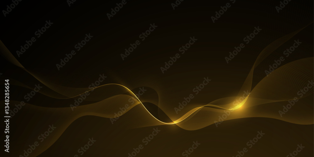 Aufkleber Vector abstract light gold effect, flow line, motion pattern and golden gradient color for luxury wallpaper, template banner, futuristic background. Illustration modern graphic design with space