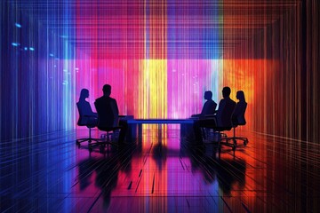 Agentic AI Business Meeting Futuristic Tech Collaboration in Digital Space