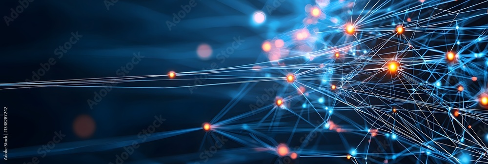 Poster futuristic abstract background featuring vibrant digital signals and connections within a dynamic da