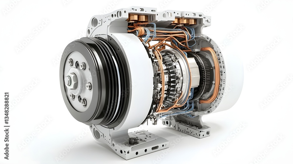 Fototapete high precision cutaway showcasing the intricate mechanics and engineering of an electric motor with 