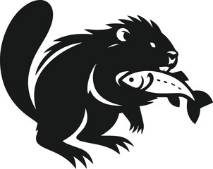 Beaver carrying a fish in its mouth vector