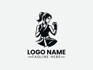 Female Martial Arts Logo Design, Woman Martial Arts Logo, Martial Arts Girl Logo