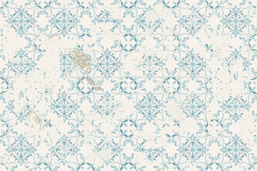Seamless vintage rug with an effect of attrition. Damask carpet. Hand drawn seamless abstract pattern with eastern motifs. vector illustration