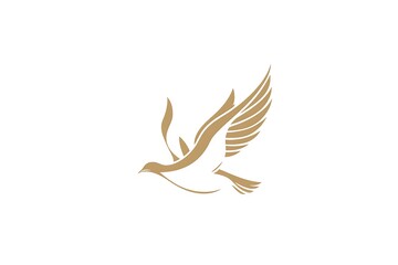 Fototapeta premium Elegant gold stylized flying dove graphic design