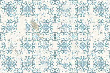Seamless vintage rug with an effect of attrition. Damask carpet. Hand drawn seamless abstract pattern with eastern motifs. vector illustration