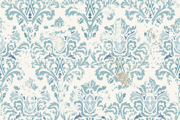 Seamless vintage rug with an effect of attrition. Damask carpet. Hand drawn seamless abstract pattern with eastern motifs. vector illustration