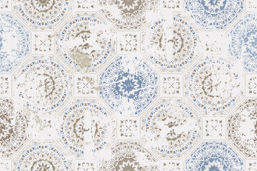 Seamless vintage rug with an effect of attrition. Damask carpet. Hand drawn seamless abstract pattern with eastern motifs. vector illustration