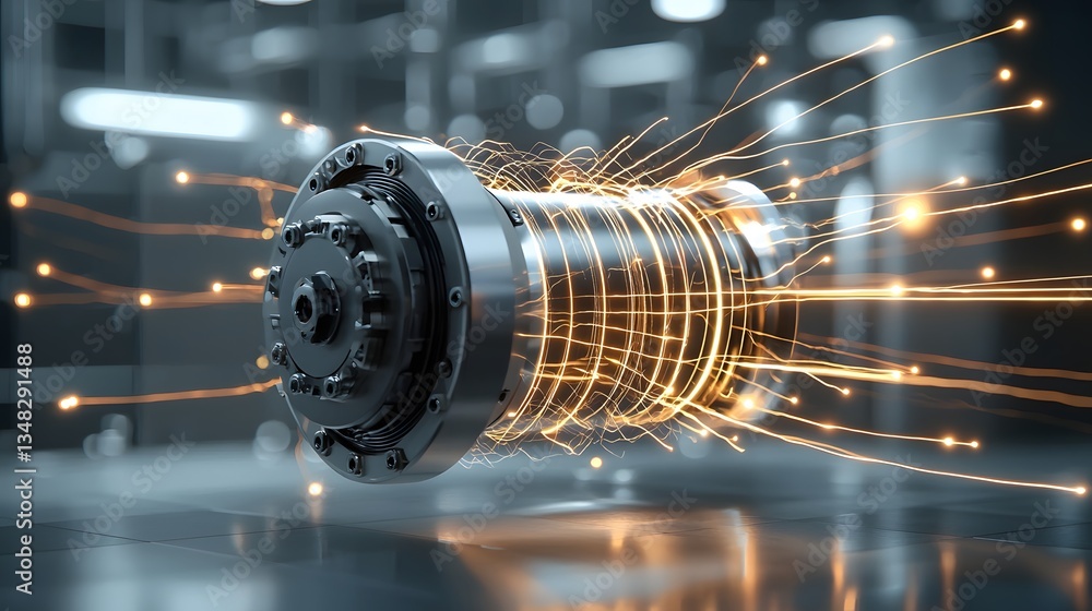Aufkleber Powerful industrial electric motor with a visually striking display of its magnetic field lines and energy flow creating a captivating futuristic sci fi inspired scene