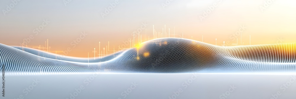 Aufkleber Serene and futuristic abstract design featuring a smooth gradient with a delicate overlay of holographic network lines creating a minimalist yet visually captivating background
