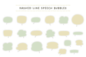 点線とグリーンカラーの塗りの吹き出しセット