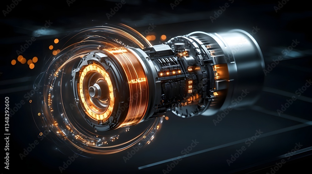 Aufkleber sleek and futuristic looking renewable energy generator with intricate swirling light patterns showc