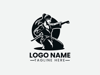 Female Martial Arts Logo Design, Woman Martial Arts Logo, Martial Arts Girl Logo