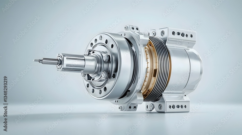Poster sleek minimalist design of a compact electric motor showcasing the advanced technology and precision