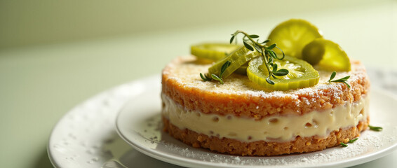 Delicious dessert featuring layers of cream and garnished with fruit