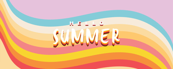 Minimalist summer background with hand-drawn colorful lines. Perfect for horizontal posters, headers, covers, social media, and fashion advertisements.