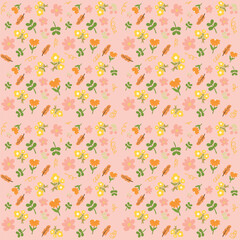Hand-Drawn Whimsical Floral Pattern Vector  - Seamless Nature Repeat for Versatile Designs