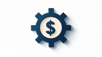 Gear icon with a dollar symbol on a white background