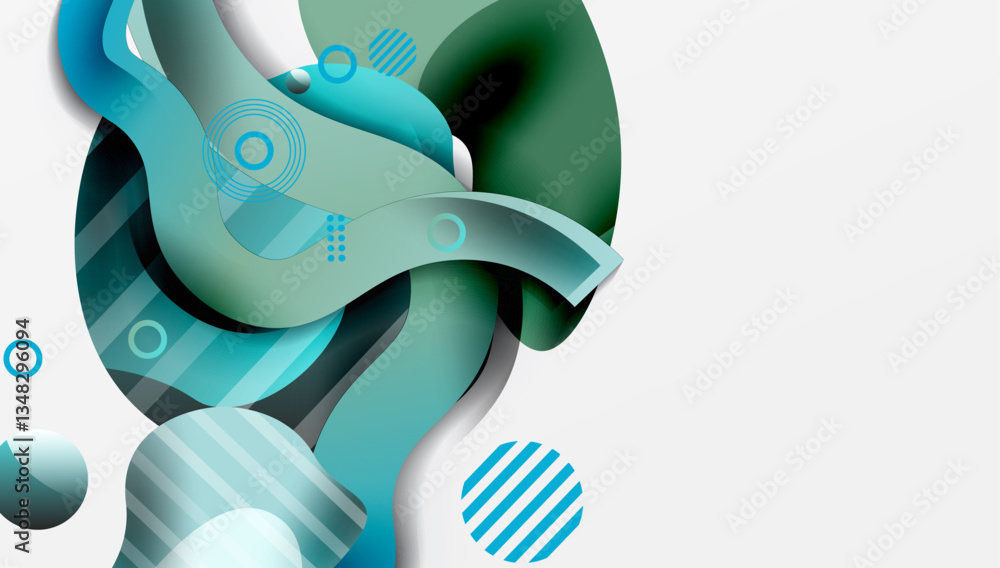 Poster abstract liquid shapes and lines background