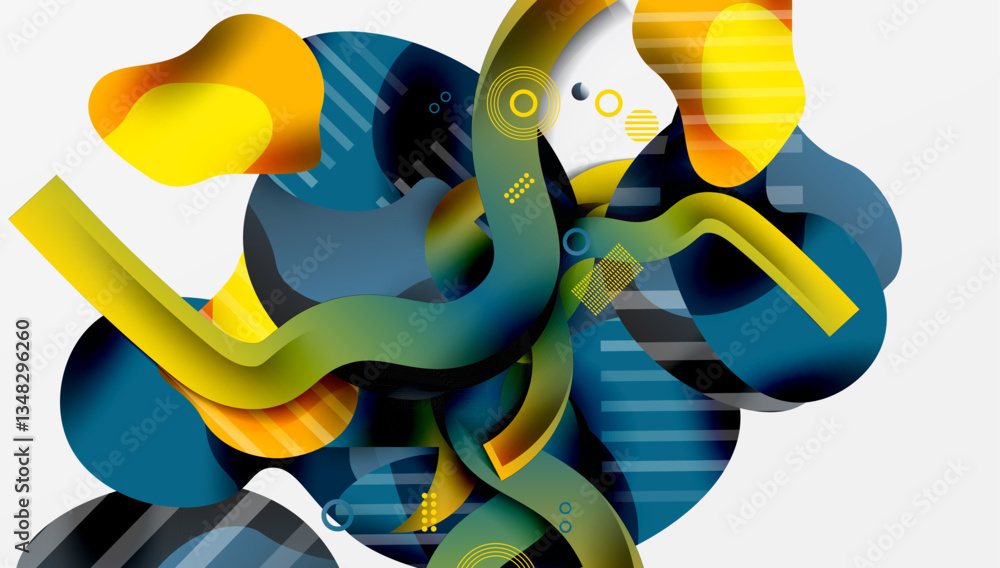 Poster abstract liquid shapes and lines background