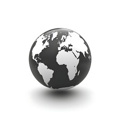 Naklejka premium Black and white world map high resolution picture