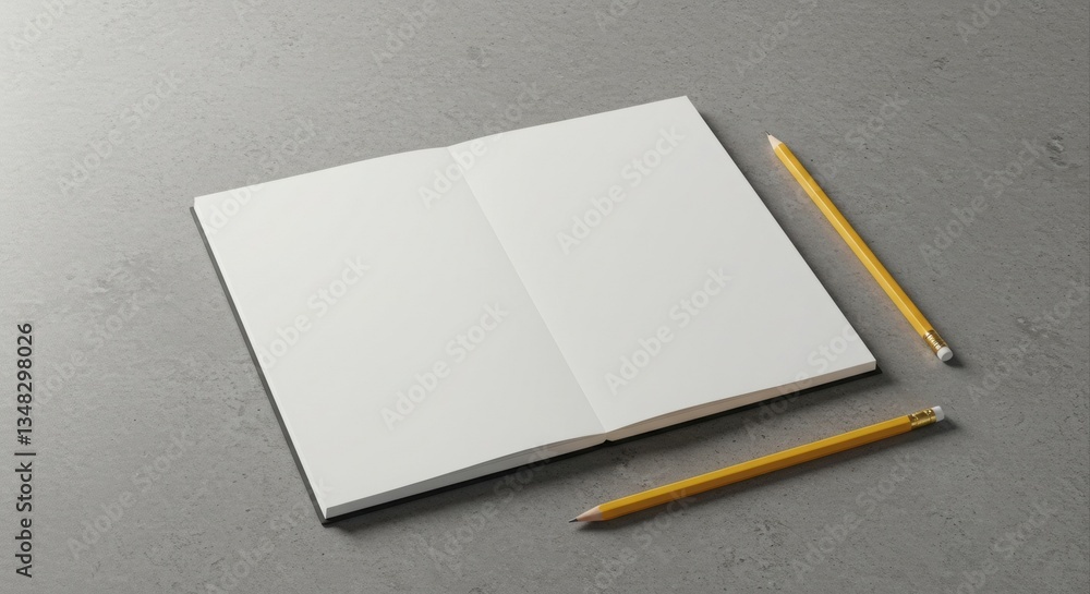 Poster open notebook with pencils ready to write.
