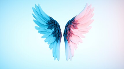 Fototapeta premium Celestial Wings Dreamlike Pastel Angel Wings Abstract Art 3D Render