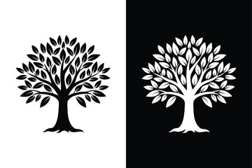 Black & White Olive Tree Silhouette. Scalable Graphic for Web & Print