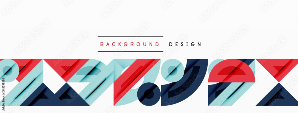 Wall mural abstract geometric background with shapes, featuring circular and rounded elements. bold contrast, s