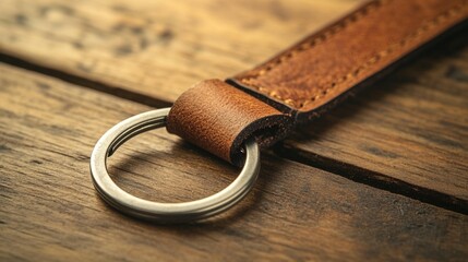 Leather Keyring with Metal Ring