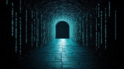 Fototapeta premium Futuristic Tunnel with Neon Lights and Dark Atmosphere