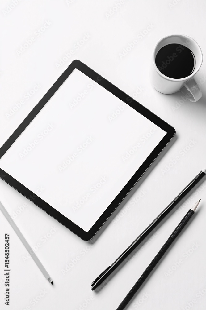 Poster digital sketch of a website layout on a tablet, creative design process, user-centered design approa